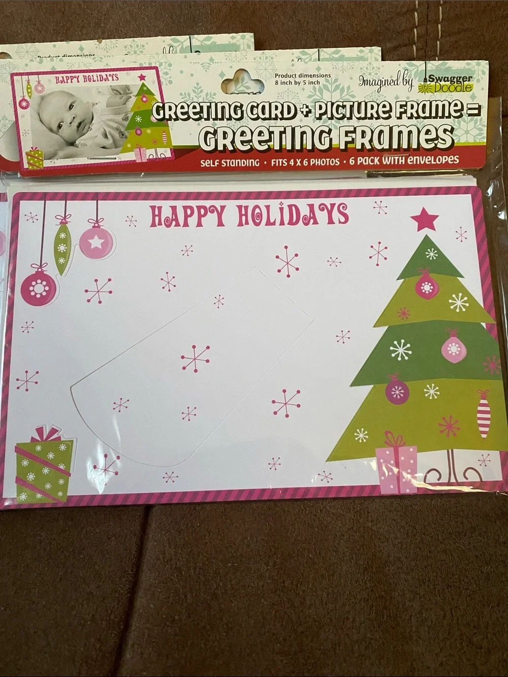 Happy Holidays Pink & Green Greeting Frames by Swagger Doodle